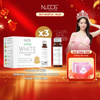   3 Hộp  TPBVSK Nước uống Collagen Nucos Super White Hỗ Trợ Dưỡng Trắng Da Mờ Thâm Nám  3h x10cx50ml  