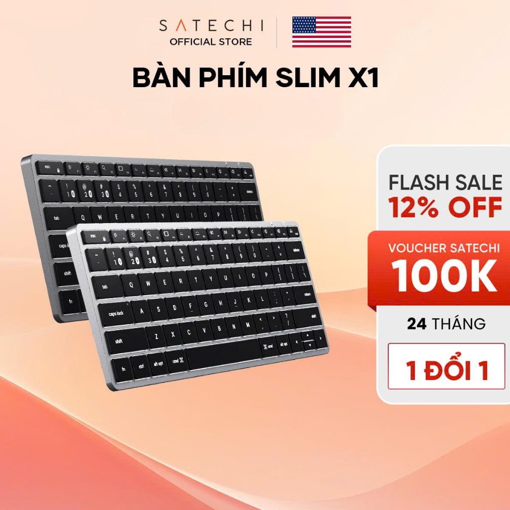[THƯƠNG HIỆU MỸ] SATECHI Bàn phím bluetooth Slim X1 / X2 / X3 có đèn nền pin 2 tháng, dùng cho window, ios | BigBuy360 - bigbuy360.vn