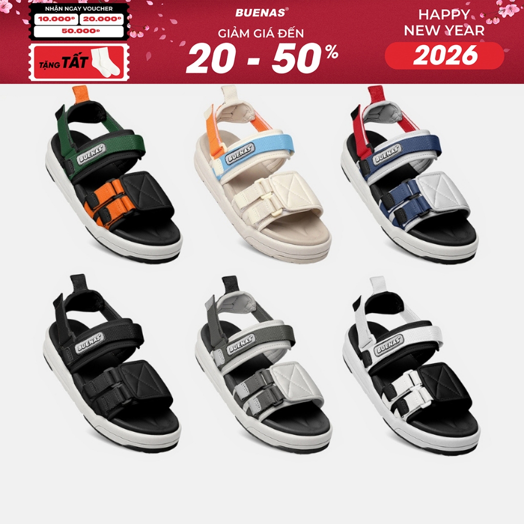 [MẪU MỚI] Giày sandal Buenas CAMPUS 7947 - dép quai hậu nam nữ unisex đi học 2 quai ngang thời trang