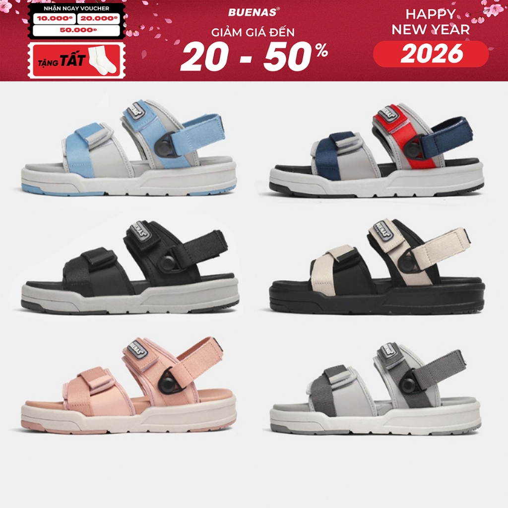 [QUAI HẬU XOAY] Giày sandal Buenas REVO 7943 - dép quai hậu nam nữ unisex đi học quai ngang thời tra