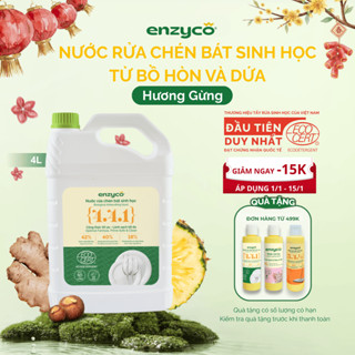  Nước Rửa Chén Bát Sinh Học ENZYCO Từ Bồ Hòn Và Dứa Đạt Chứng Nhận Ecodetergent-Ecocert 4L Dịu Nhẹ Cho Nhạy Cảm 