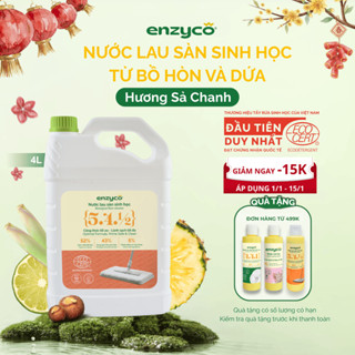  Nước Lau Sàn Sinh Học ENZYCO Từ Bồ Hòn & Dứa Đạt Chứng Nhận ECODETERGENT-ECOCERT 4L,Hương Sả Chanh,Khử Mùi,Đuổi Côn Trùg 