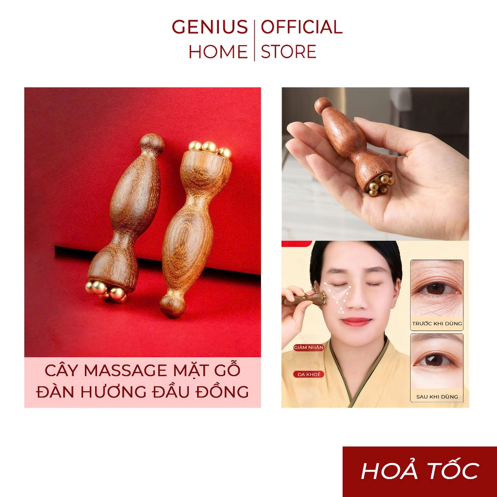 (Combo) Dụng cụ Massage gỗ đàn hương chăm sóc da mặt Gua Sha hình pod G12