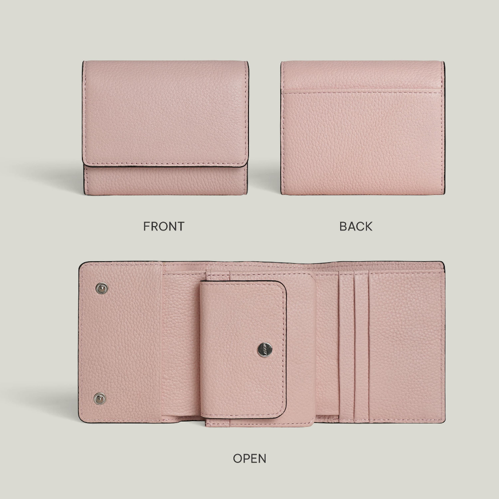 Ví Da Nữ Gập Ba Da Thật mềm mại - SHE Trifold Wallet thương hiệu Lagom