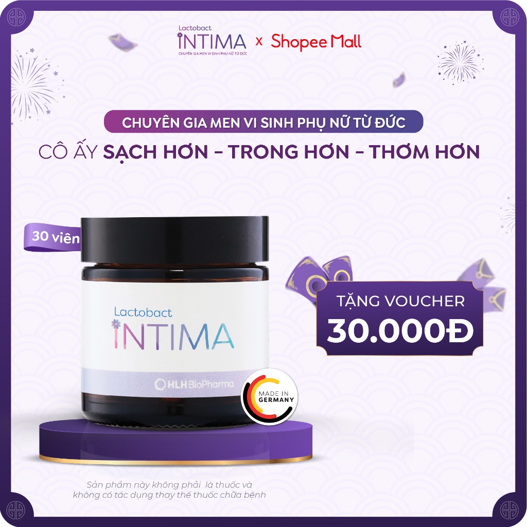  1 Hộp men vi sinh phụ nữ Lactobact Intima bổ sung lợi khuẩn hỗ trợ giảm tái phát viêm ngứa rát vô hiệu hoá hại khuẩn 
