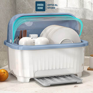  Kệ Úp Bát Đĩa ENODA HOME Kệ Đựng Bát Đũa Kệ Có Nắp Chống Bụi Chống Côn Trùng Có Khay Thoát Nước GB030 