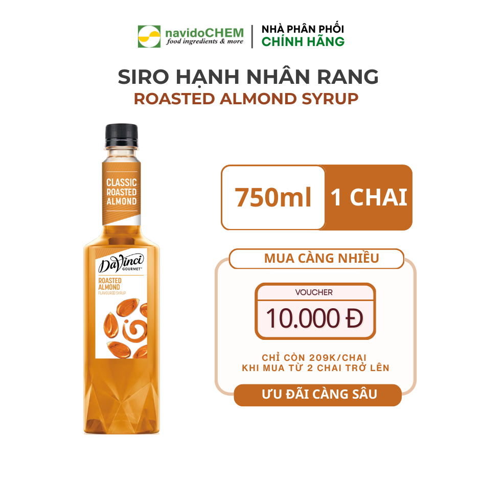 Siro Hạnh Nhân Rang / Roasted Almond Syrup - DaVinci Gourmet (750ml)