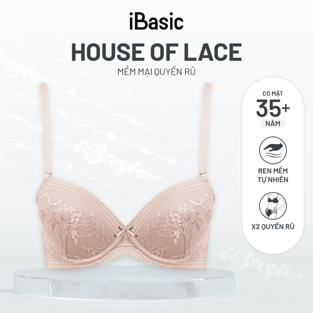   Áo ngực ren có gọng mút vừa phom demi iBasic VA086 