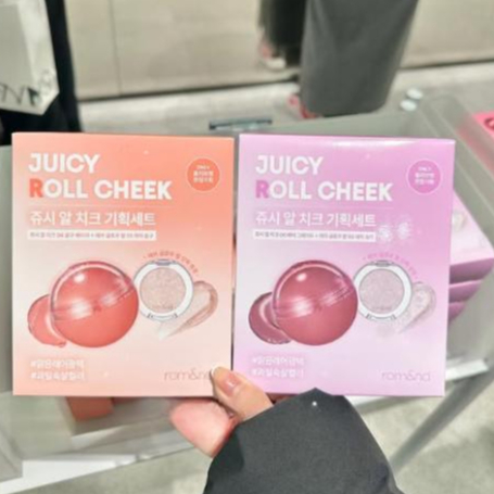 Set phấn má hồng quả trứng Romand Juicy Roll Cheek và Romand Rare Glow Balm