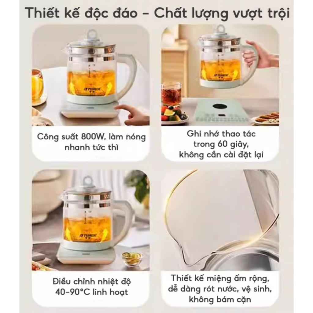 Ấm Siêu Tốc Kèm Bếp Thông Minh Dung Tích 1,8 lít, Ấm Siêu Tốc Hẹn Giờ Đun Nước Siêu Nhanh Kèm 18 Chế Độ Khác Nhau X409 | BigBuy360 - bigbuy360.vn