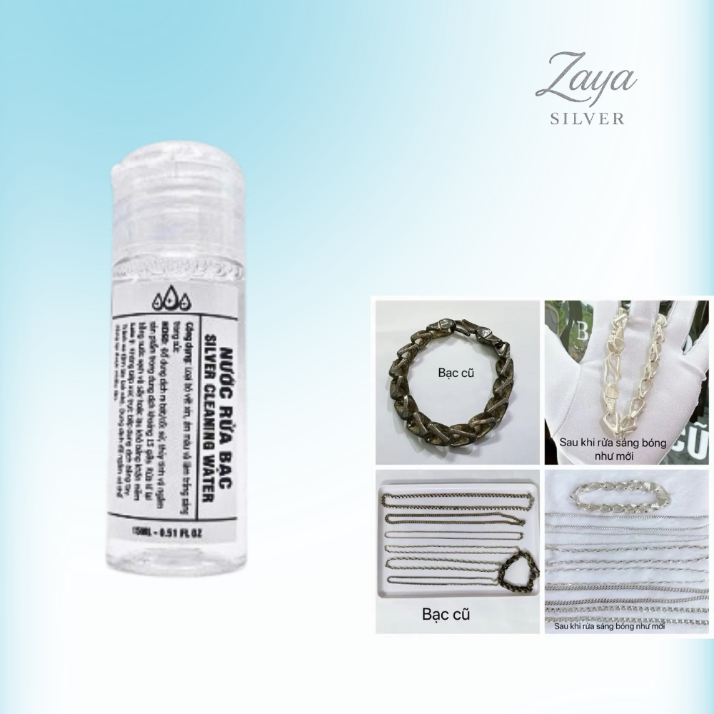 Nước rửa trang sức bạc, Dung dịch làm sáng bóng bạc như mới - nước rửa trang sức bạc Zaya Silver