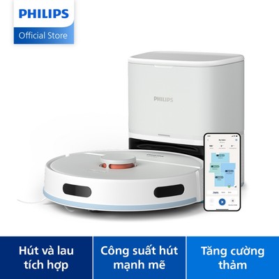 Robot hút và lau, tự đổ rác Philips XU2100/25​ điều hướng laser 360 độ - Hàng Chính Hãng