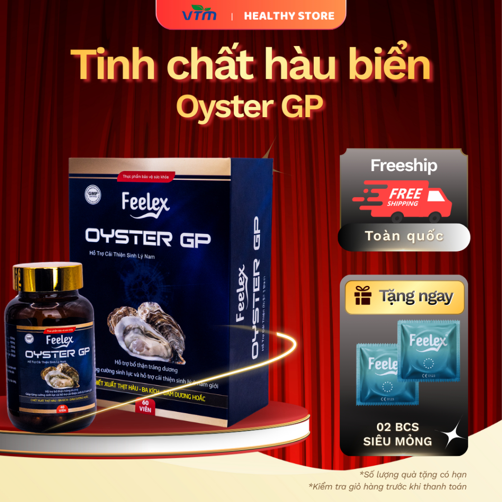 Tinh chất hàu biển cao cấp Feelex Oyster GP hỗ trợ tăng cường sinh lý nam giới hộp 60 viên