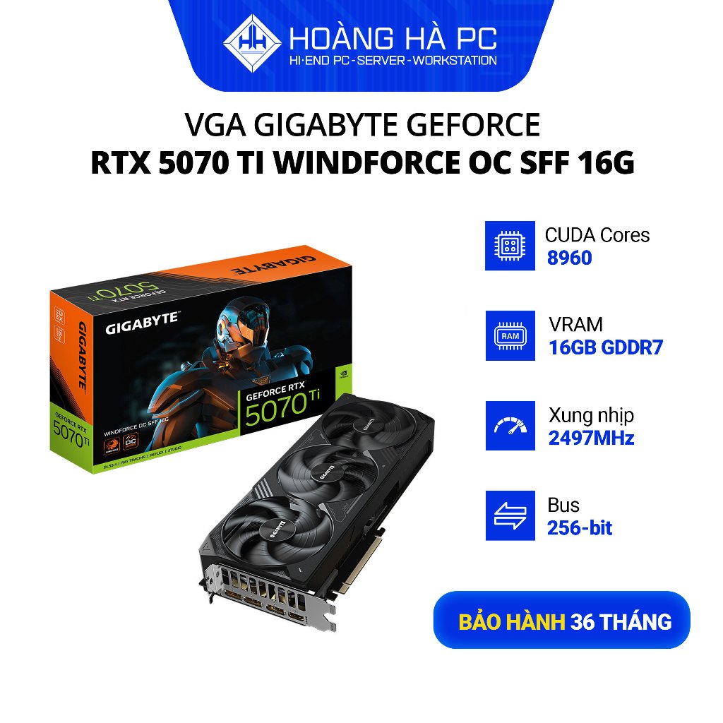 VGA GIGABYTE GEFORCE RTX 5070 Ti WINDFORCE OC SFF 16G