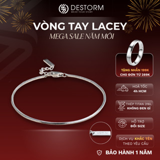  Vòng tay nam nữ Destorm Lacey Vòng tay đôi - Khắc tên thời trang Unisex Thép không gỉ Có hộp quà tặng và túi đựng 