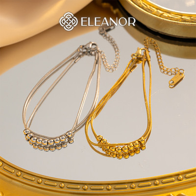 Vòng tay layer nữ titan Eleanor Accessories charm bi tròn phụ kiện trang sức lắc tay 11231