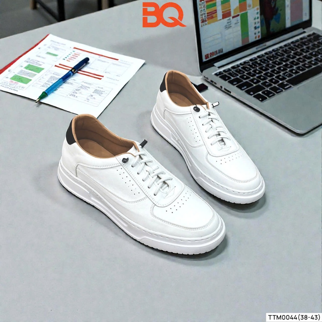 BQ | Giày nam size 38-43 Giày lười giả dây full white nâng đế trẻ trung bản da PU cao cấp TTM0044