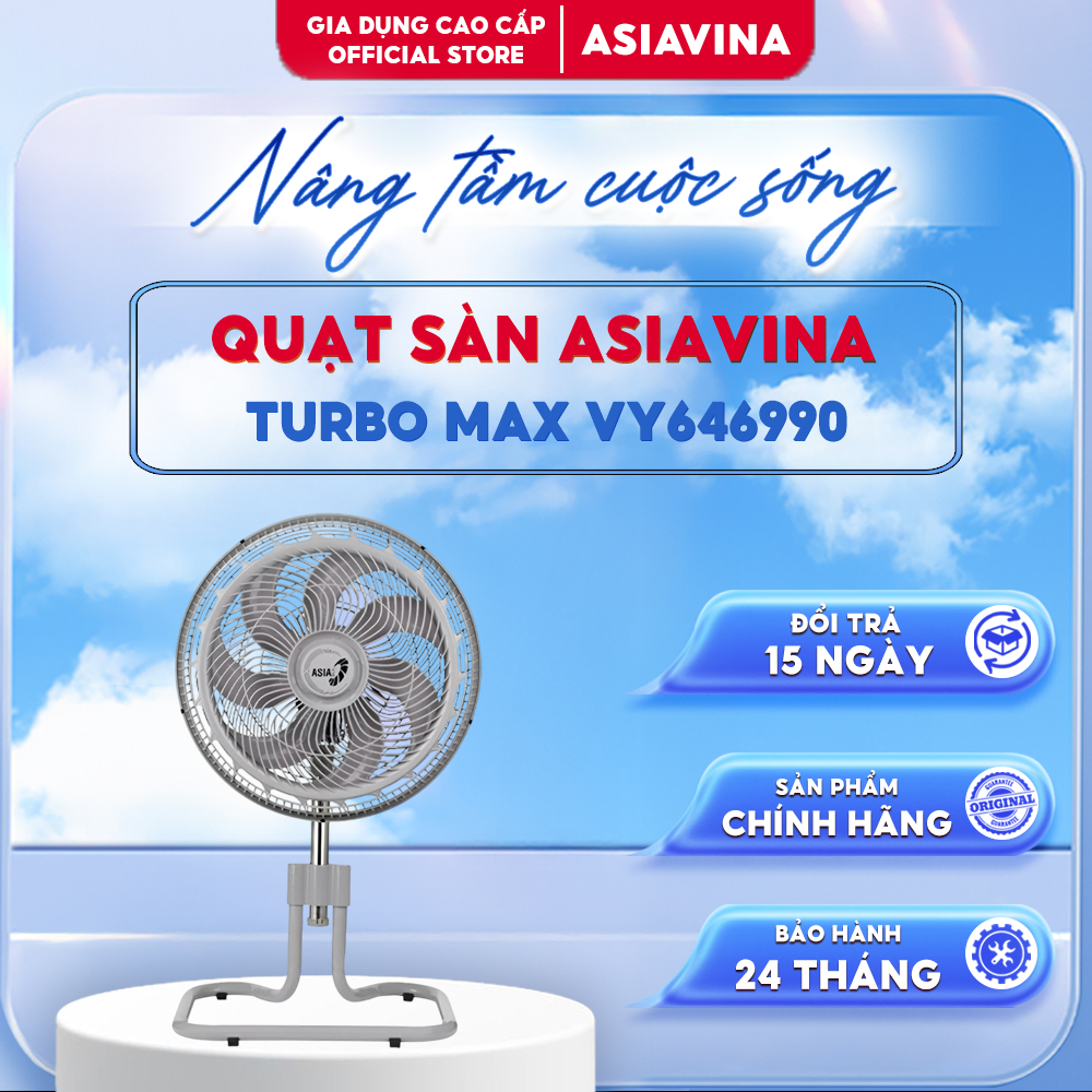 Quạt Sàn ASIAvina Turbo Max VY646990 Công Nghệ Turbo Max Tăng Hiệu Suất Gió, Vận Hành Êm Ái, Bền Bỉ, Công Suất 100W