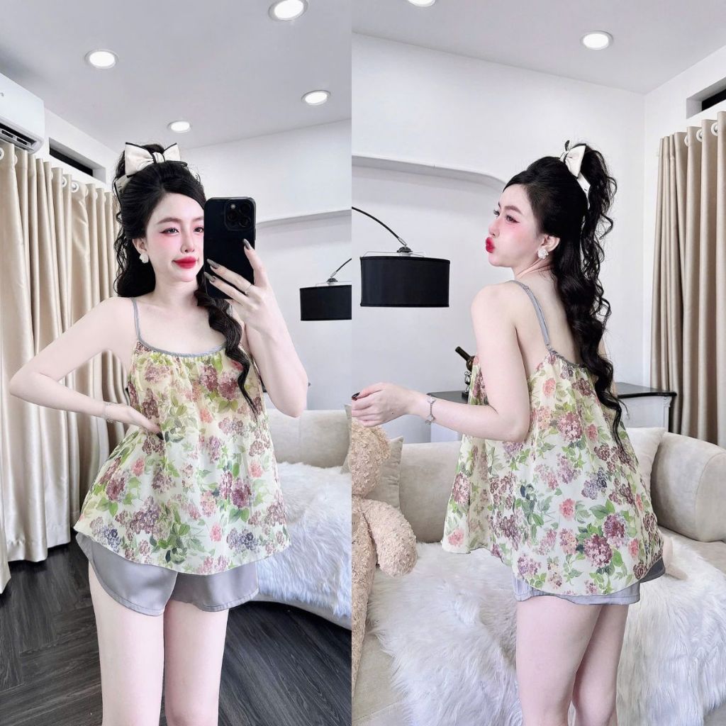 Đồ ngủ nữ BIGSIZE MIKY, Đồ ngủ sexy lụa Chiffon phối Latin cao cấp mềm mại xinh xắn <70kg | BigBuy360 - bigbuy360.vn