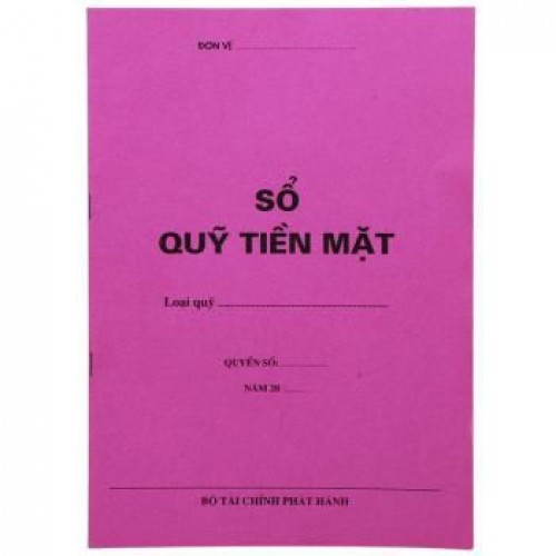 1 quyển sổ quỹ tiền mặt hoặc sổ kho theo mẫu chuẩn