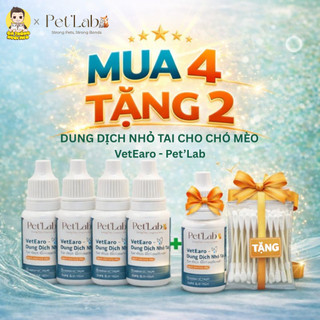 4 TẶNG 2 Dung Dịch Nhỏ Rận Tai Cho Chó Mèo Pet'Lab Ngăn Ngừa Viêm Tai, Dịch Mủ, Rận Tai Cho Chó Mèo