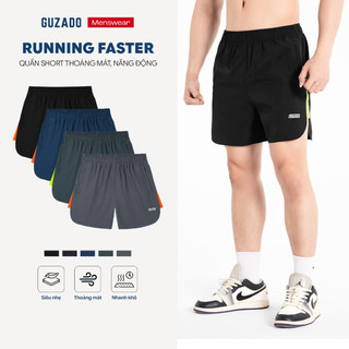 Quần Đùi Nam Vải Gió Nhẹ Mát, Co Giãn, Dáng Ngắn Chạy Bộ, Tập Gym GUZADO MSR2513