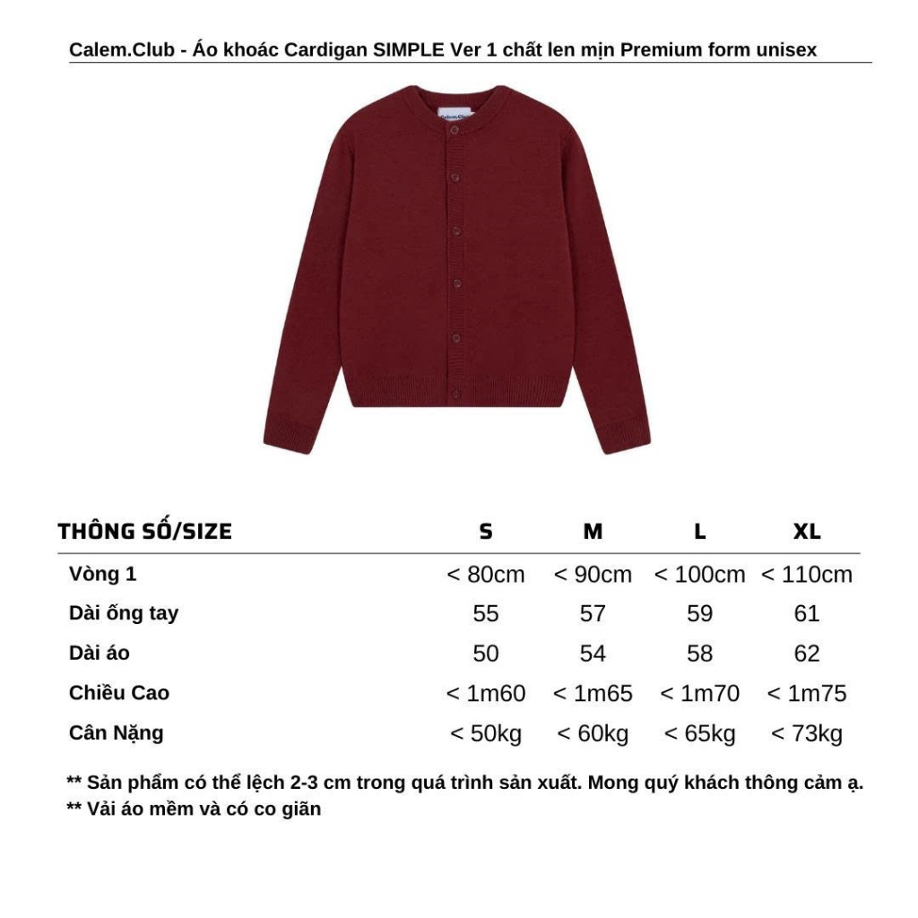 Calem.Club - Áo khoác Cardigan SIMPLE Ver 1 chất len mịn Premium form unisex nam nữ thu đông phong cách hàn quốc | BigBuy360 - bigbuy360.vn