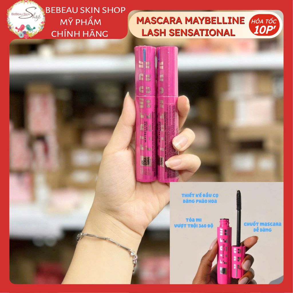 Mascara Maybelline Firework Lash Sensational Waterproof Chuốt Mi Cong Dài, Tỏa Mi 360 Độ  8.75ml