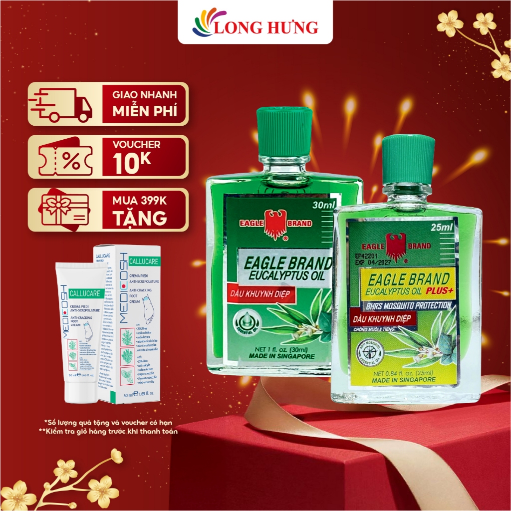 Combo dầu khuynh diệp Eagle Brand Eucalyptus Oil Plus+ (25ml) + dầu khuynh diệp Eagle Brand Eucalypt
