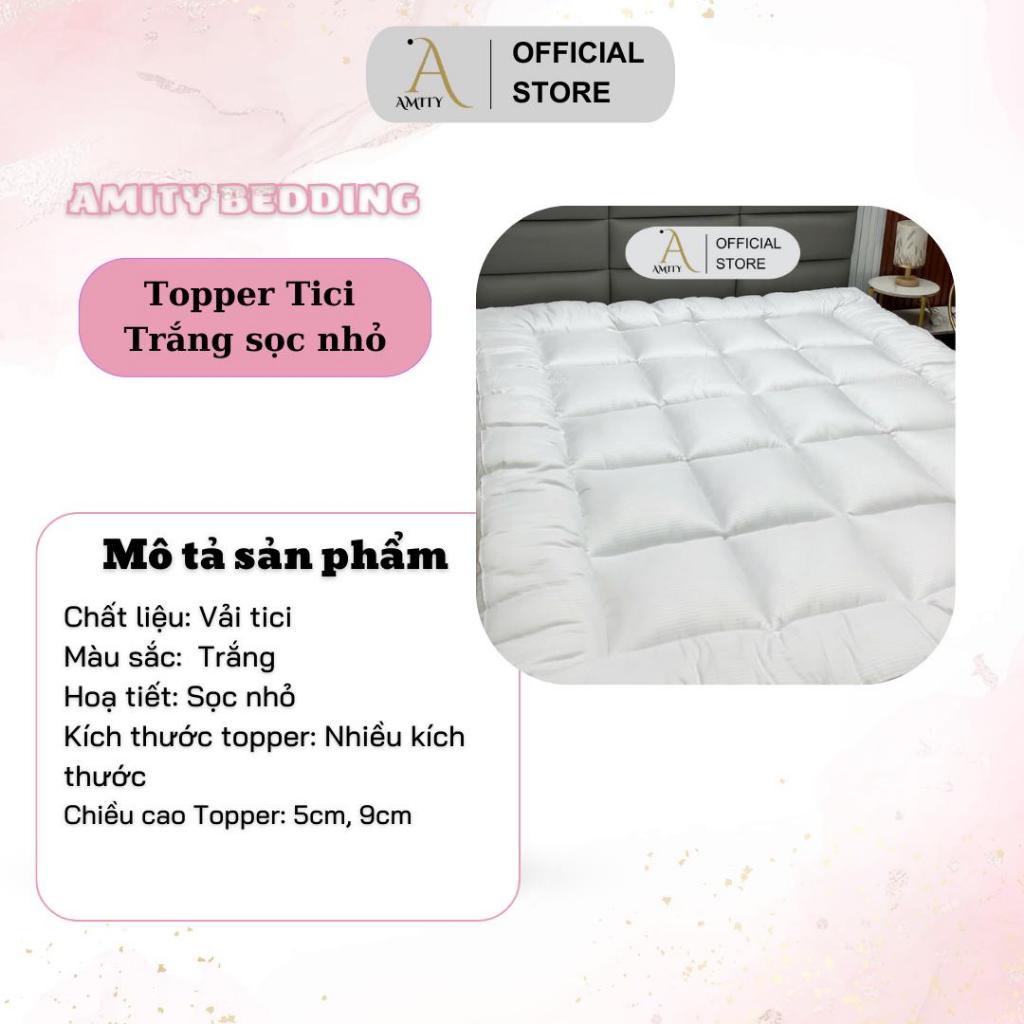 Topper Tici trắng sọc nhỏ nhiều kích thước Amity Bedding