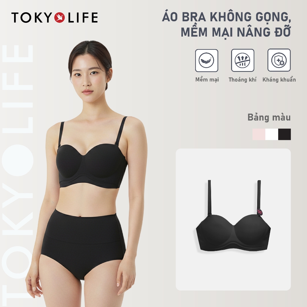 Áo lót ngực nữ TOKYOLIFE không gọng không viền đệm mỏng nâng ngực chống tụt 40004240