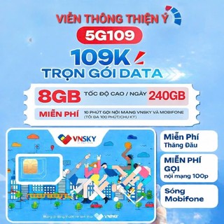 SIM 5G VNSKY 150GB GỌI MOBIFONE MIỄN PHÍ {Sim vật lí & Esim }
