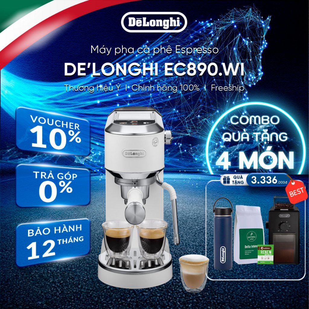 Máy pha cà phê DeLonghi Dedica Duo EC890  | Arte EC885– Chính hãng, pha Espresso Cappuccino tại nhà