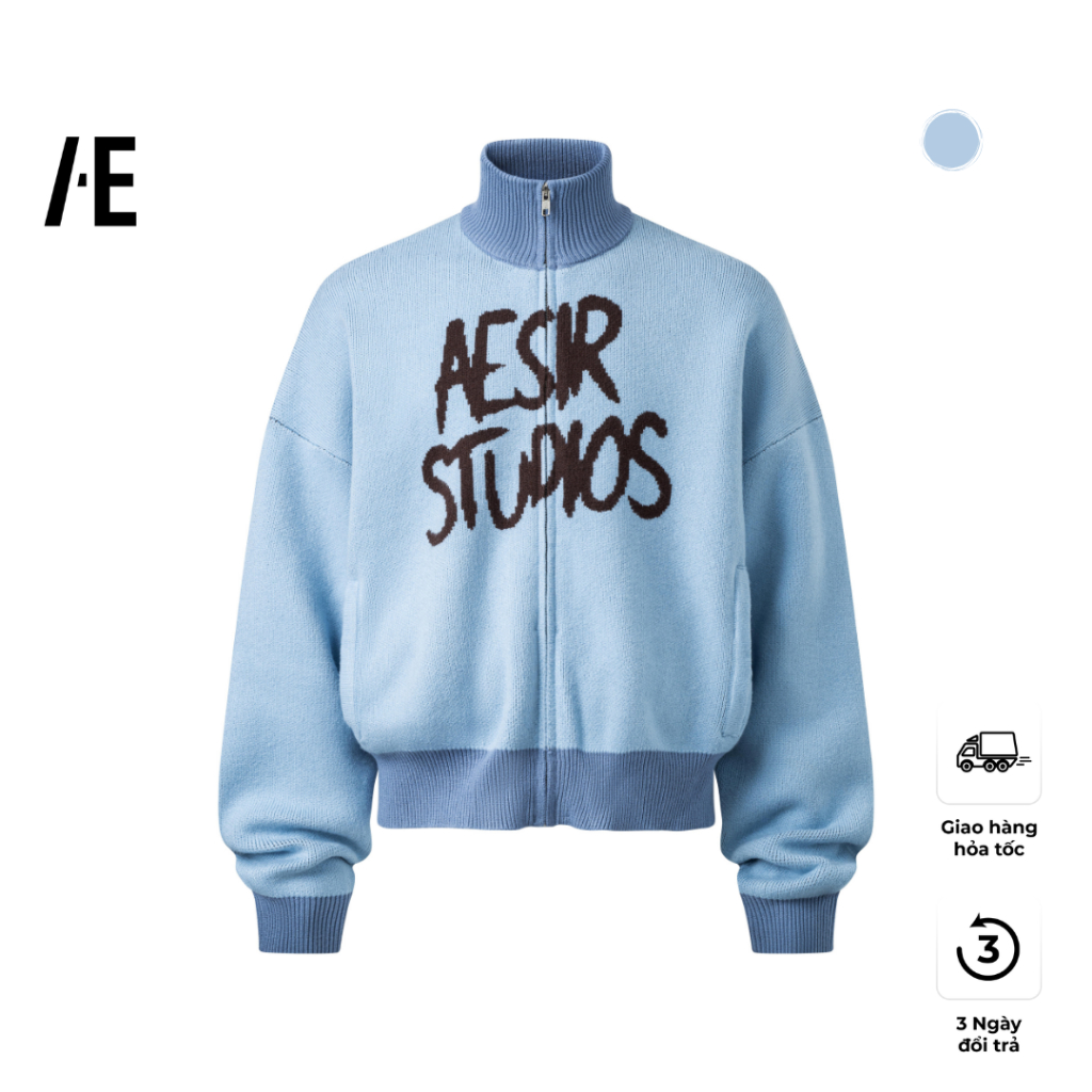 Áo sweater zip-up thương hiệu Aesir Studios màu xanh dương - 423