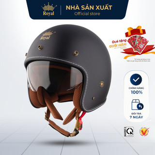  Mũ Bảo Hiểm Royal Chính Hãng M20KA Kính Âm Che Nắng Mưa Hạn Chế Tia UV Mũ Nón Bảo Hiểm 3 4 Royal Phong Cách Hợp Nam Nữ 