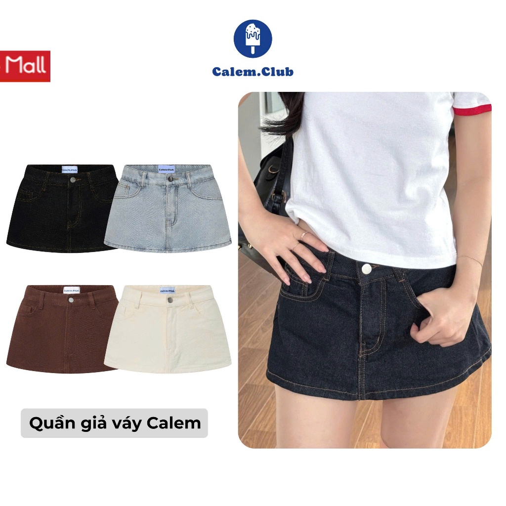  Quần giả váy Urban Chic Mini Skort Calem.Club dáng ngắn cạp trễ chất jean dày dặn form chữ A tôn dáng 