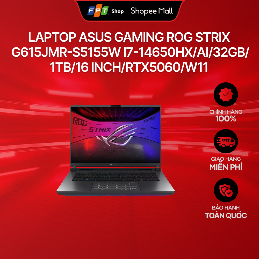 Laptop Asus Gaming ROG Strix G615JMR-S5155W i7-14650HX/AI/32GB/1TB/16""/RTX5060/W11