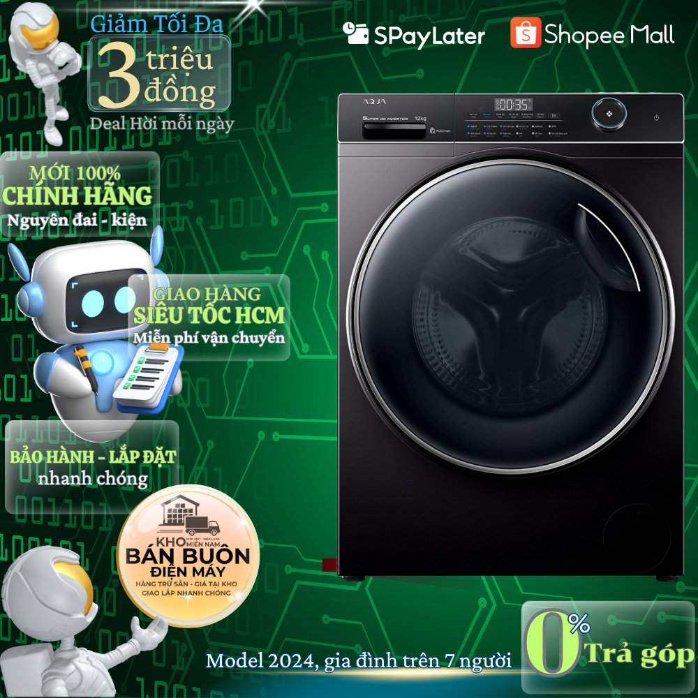 AW12-BP4959U1K(B) - Máy giặt Aqua Inverter 12 kg AW12-BP4959U1K(B) - Hàng chính hãng