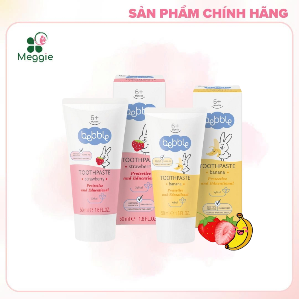 Kem đánh răng Bebble Vị Chuối, Vị Dâu