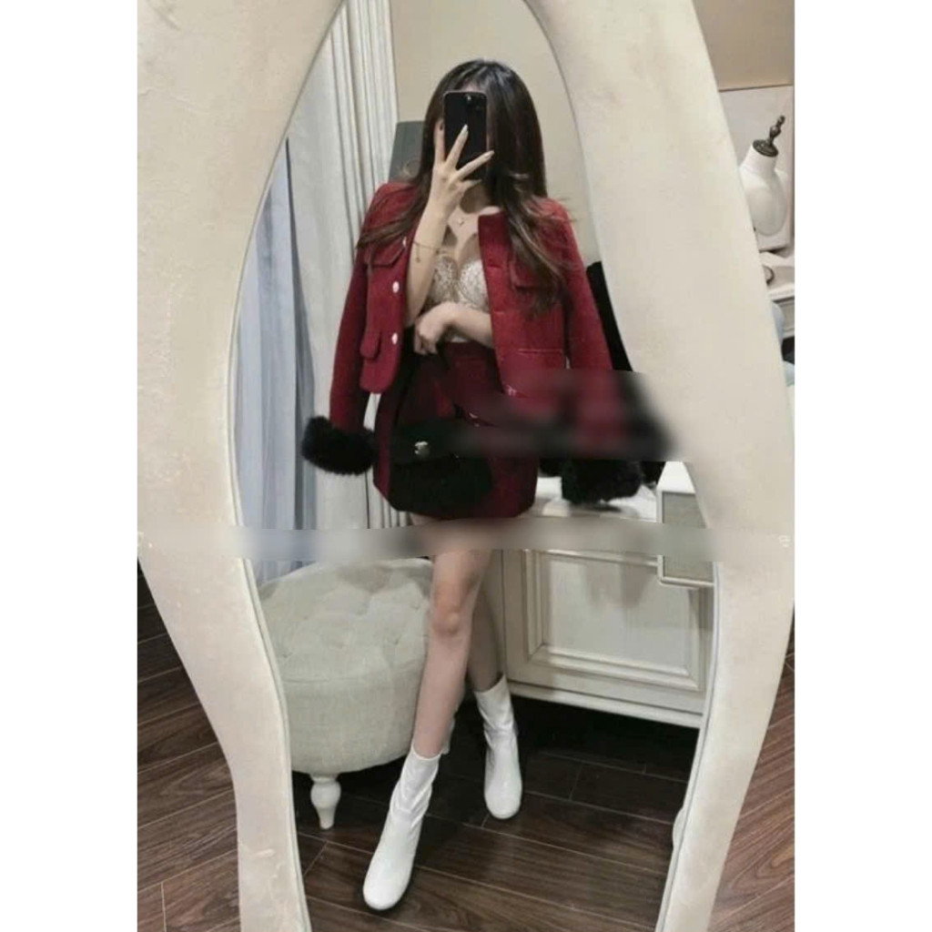 Sét đồ nữ sét dạ tweed nữ sét dạ tết sang chảnh shop HN DESIGN