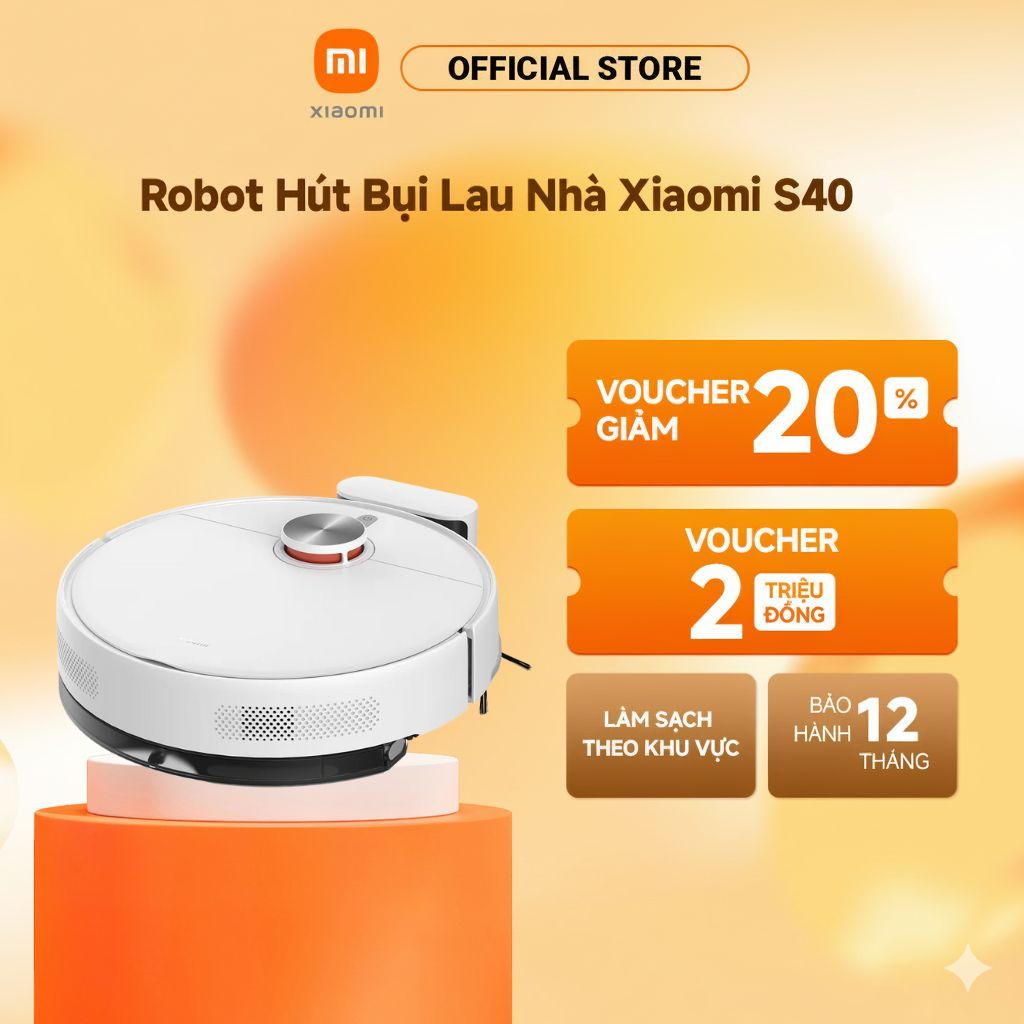 Robot hút bụi lau nhà Xiaomi Robot Vacuum S20 / S40 / S40C EU | Lực hút đến 10000Pa | Pin đến 5200mA