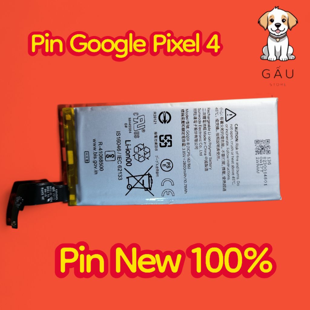PIN điện thoại GOOGLE PIXEL 4: G020I Battery Google Pixel 4 Cell pin chính hãng New 100%