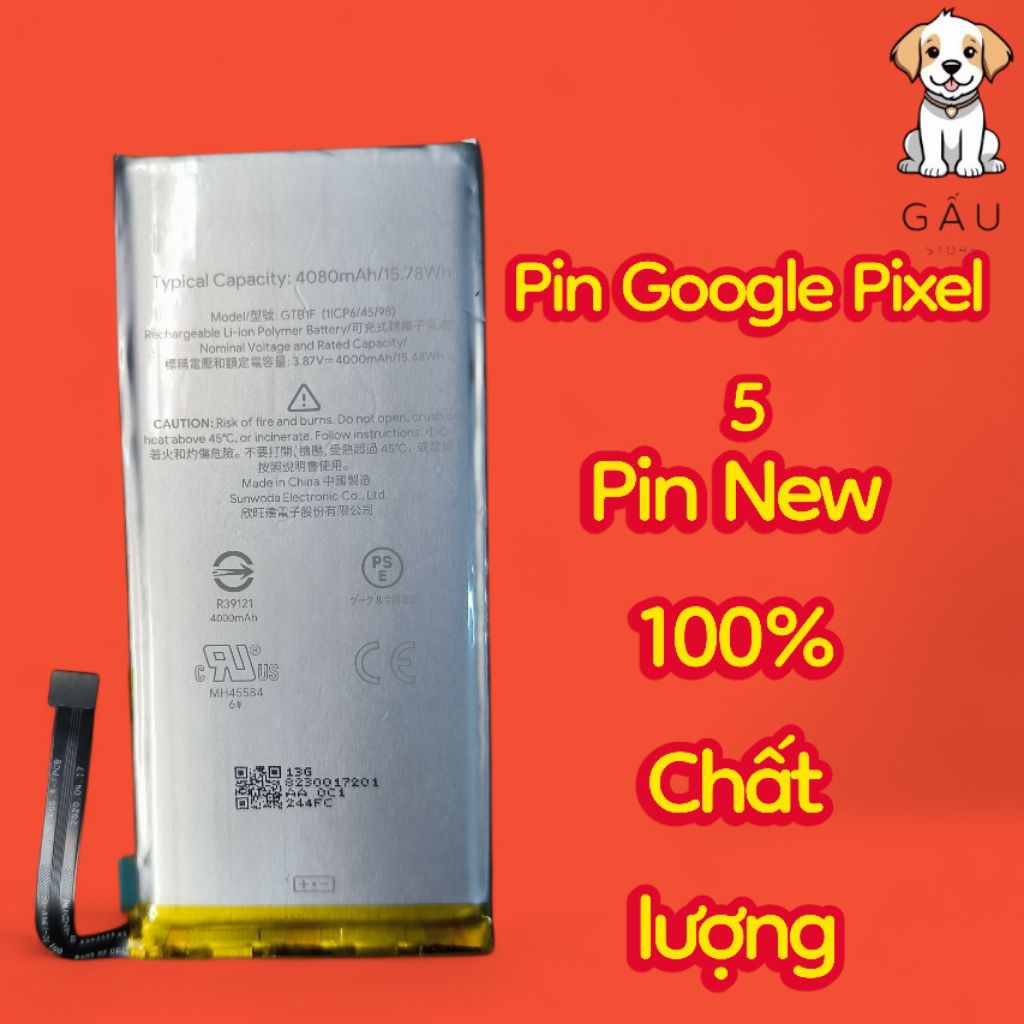 PIN Điện Thoại GOOGLE PIXEL 5: GTB1F Battery Google Pixel 5 Cell pin chính hãng New 100%