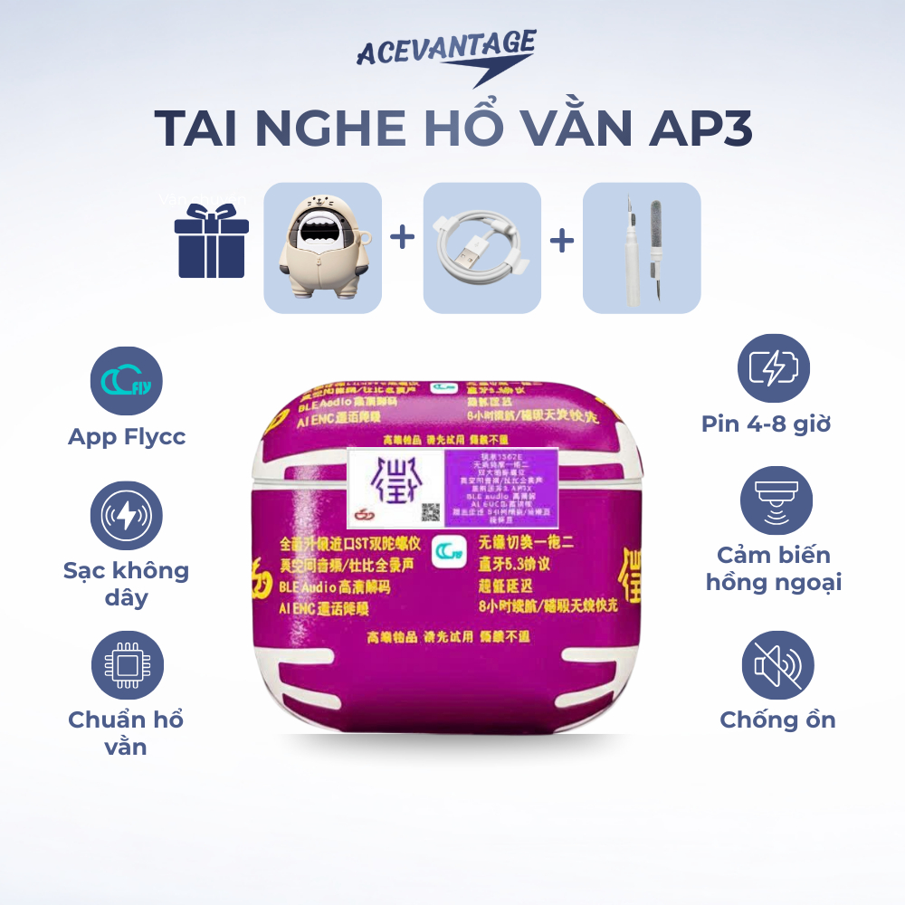 Tai Nghe Bluetooth Hổ Vằn thế hệ thứ 3 A.3 1562E/U  không bị delay, Mic ENC lọc âm, pin 8h