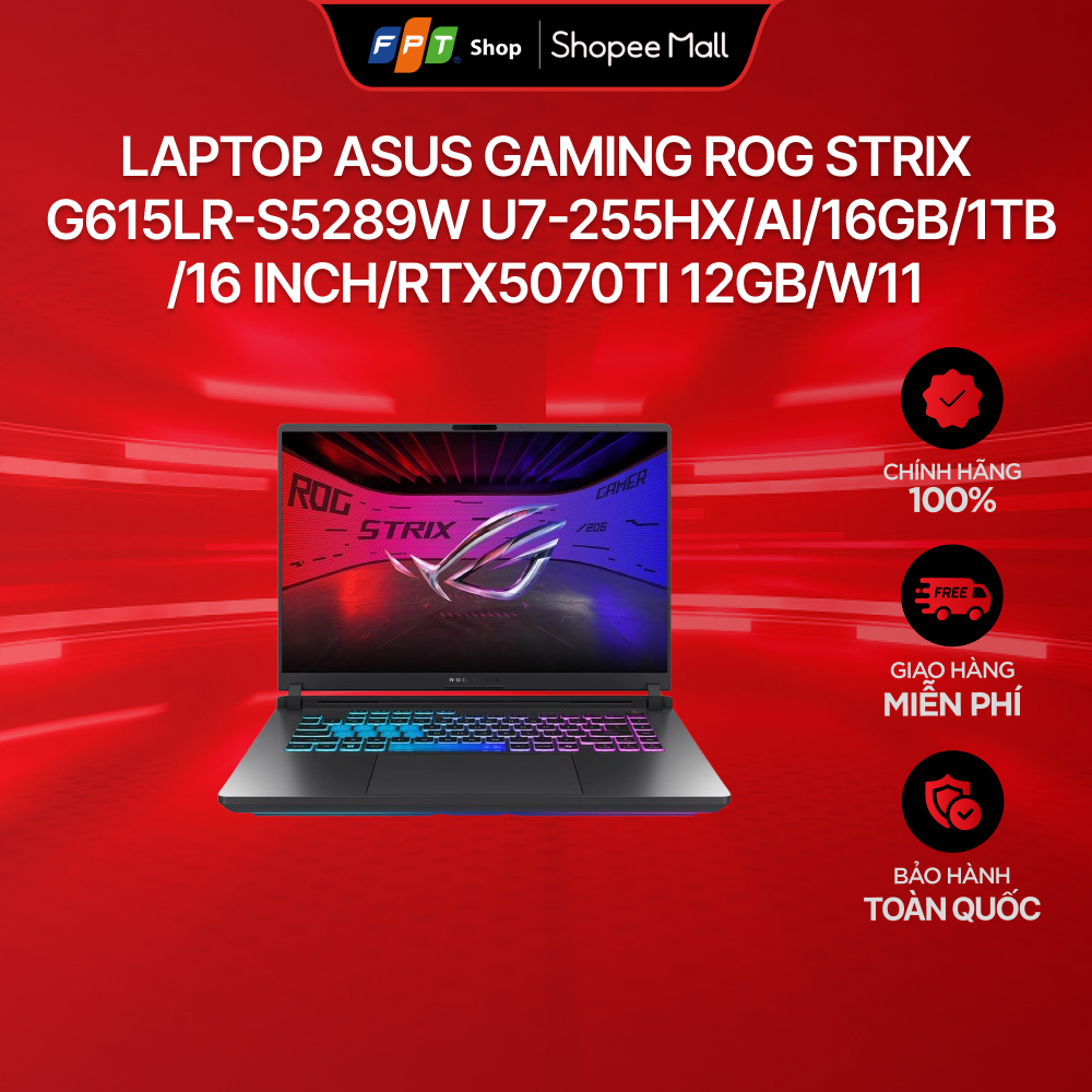 Laptop Asus Gaming ROG Strix G615LR-S5289W U7-255HX/AI/16GB/1TB/16""/RTX5070Ti/W11