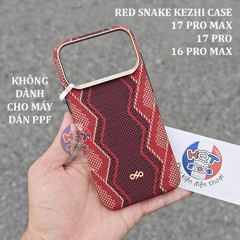Ốp lưng sợi Aramid Defense Red Snake Kezhi Case cho IP 17 Pro Max / 17 Pro / 16 Pro Max siêu mỏng nh