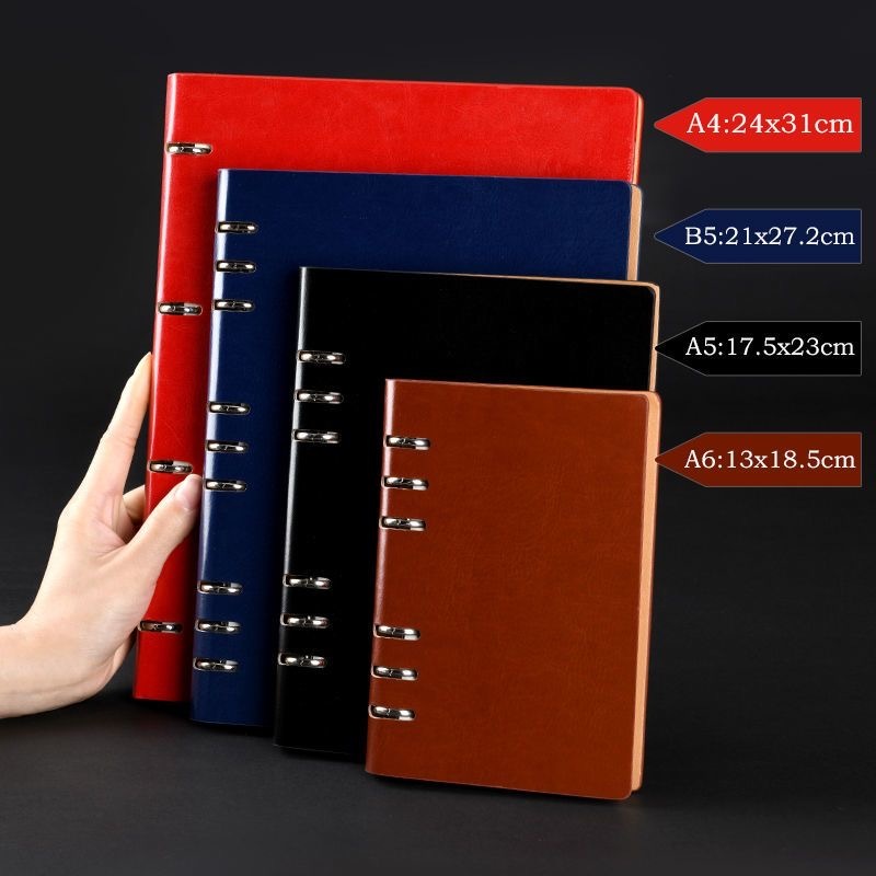[Colorfulshop] Sổ Tay Bìa Da PU A5  A6 16x23cm 18.5x13cm 200 Trang Dạng Bìa Còng Ruột Refit Ghi Chép Cao Cấp (Gồm ruột)