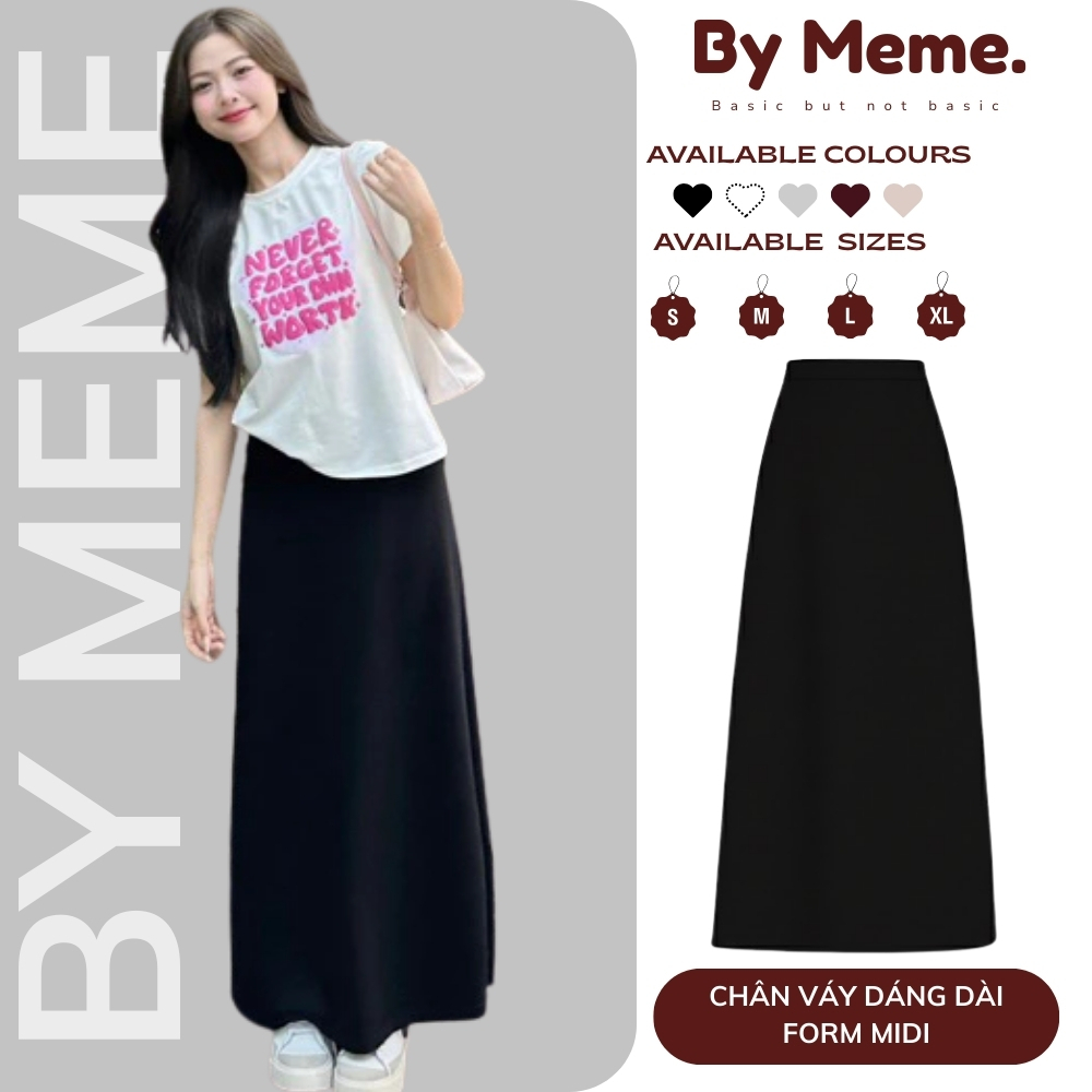 Chân Váy Đen Dáng Dài Form Midi Co Dãn (ẢNH THẬT) OldSchool Cloth - 𝐁𝐘 𝐌𝐄𝐌𝐄
