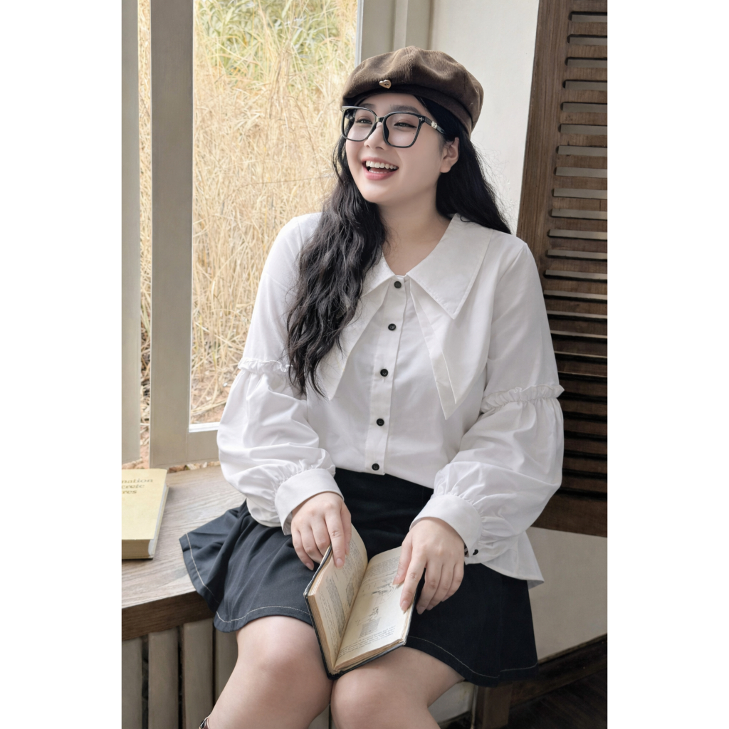 sơ mi cổ đôi ulzzang bigsize (2 màu trắng đen )