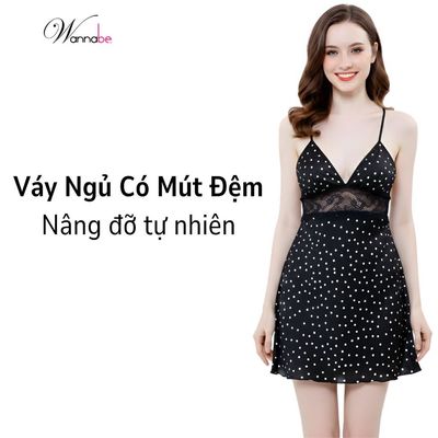 Đầm ngủ lụa latin cao cấp WANNABE váy ngủ nữ cut-out chữ V, khoe lưng ong quyến rũ ánh nhìn DNS90